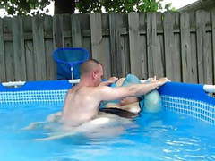 UhBabe presents: Raincoat pool sex