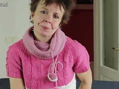UhBabe presents: Skinny mature grandma works her hairy pussy