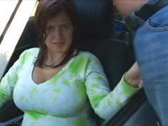 UhBabe presents: Busty boobiekat car blowjob through window