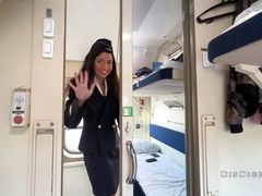 UhBabe presents: Seduced the conductor on the train and fucked while she had a break