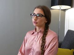 UhBabe presents: Hot brunette english tutor fucks hard and gets in her mouth!