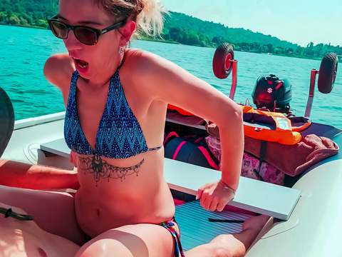 UhBabe presents: Wife gets fucked on a boat and gets a creampie from her husband's best friend
