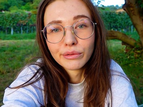 UhBabe presents: Alone? outside on the fields i presnet my huge labia teen pussy and clit