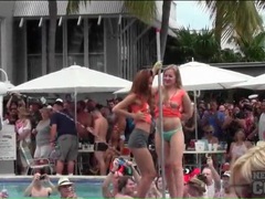 UhBabe presents: Topless dancing amateurs at a pool party