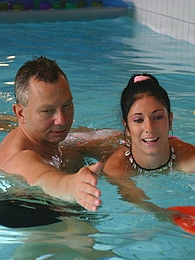 UhBabe presents: Brunette teenage beauty fucked by a horny swim teaching paps