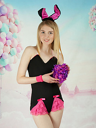 UhBabe presents: This tight blonde bunny has some smoking hot fun with stripping her clothes and playing with her flower