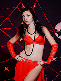 UhBabe presents: Only one look in the eyes of this fantastic slim teen will tell that she is a little devil inside. No further costume is needed.