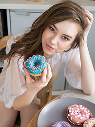 UhBabe presents: If you are a fan of skinny girls, check out how this cute little doll poses and teases totally naked in the kitchen.