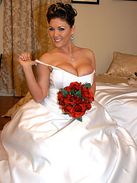 UhBabe presents: Horny bride Claire Dames enjoys licking her big tits and fingering her pussy