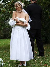 UhBabe presents: Blonde bride Hayley Marie Coppin gets naked on a lawn while taking her vows